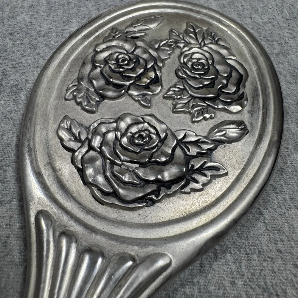 VTG 3 piece Dresser Vanity Set Silver Plated Mirror, Brush and Comb (heavy)